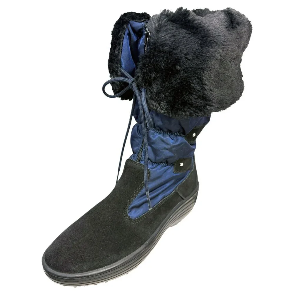 Pajar Mia Black Suede Navy Nylon Insulation‎ Winter Boot